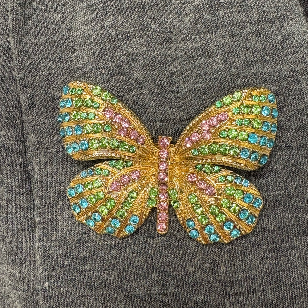 Monet Rhinestone Butterfly Brooch
